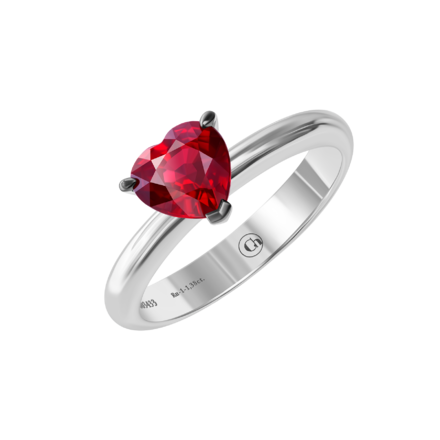 Кольцо с рубином, белое золото