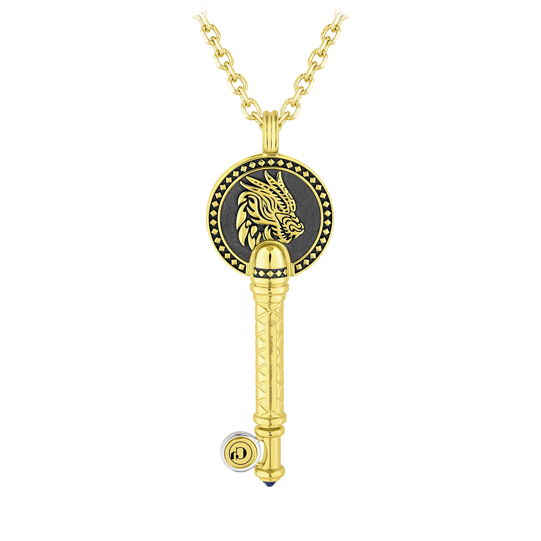 Подвес с сапфиром и бриллиантами, желтое золото