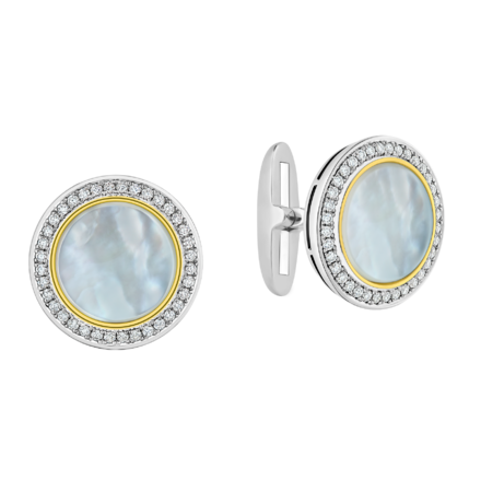 Запонки с перламутром и бриллиантами, белое золото