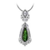 Подвес с турмалином верделитом и бриллиантами, белое золото