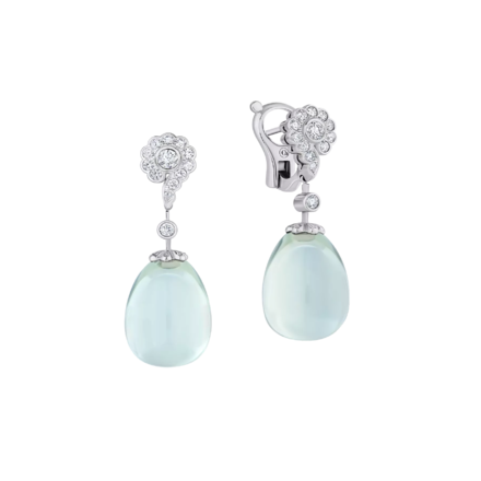 Серьги с кварцем и бриллиантами, белое золото