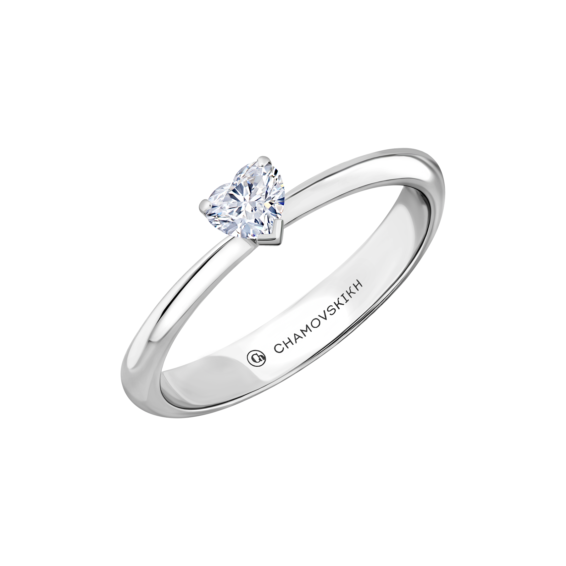 Кольцо с бриллиантом, белое золото