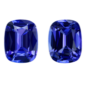 Сет из двух танзанитов, Кушон, 12,46 ct/ 11,34