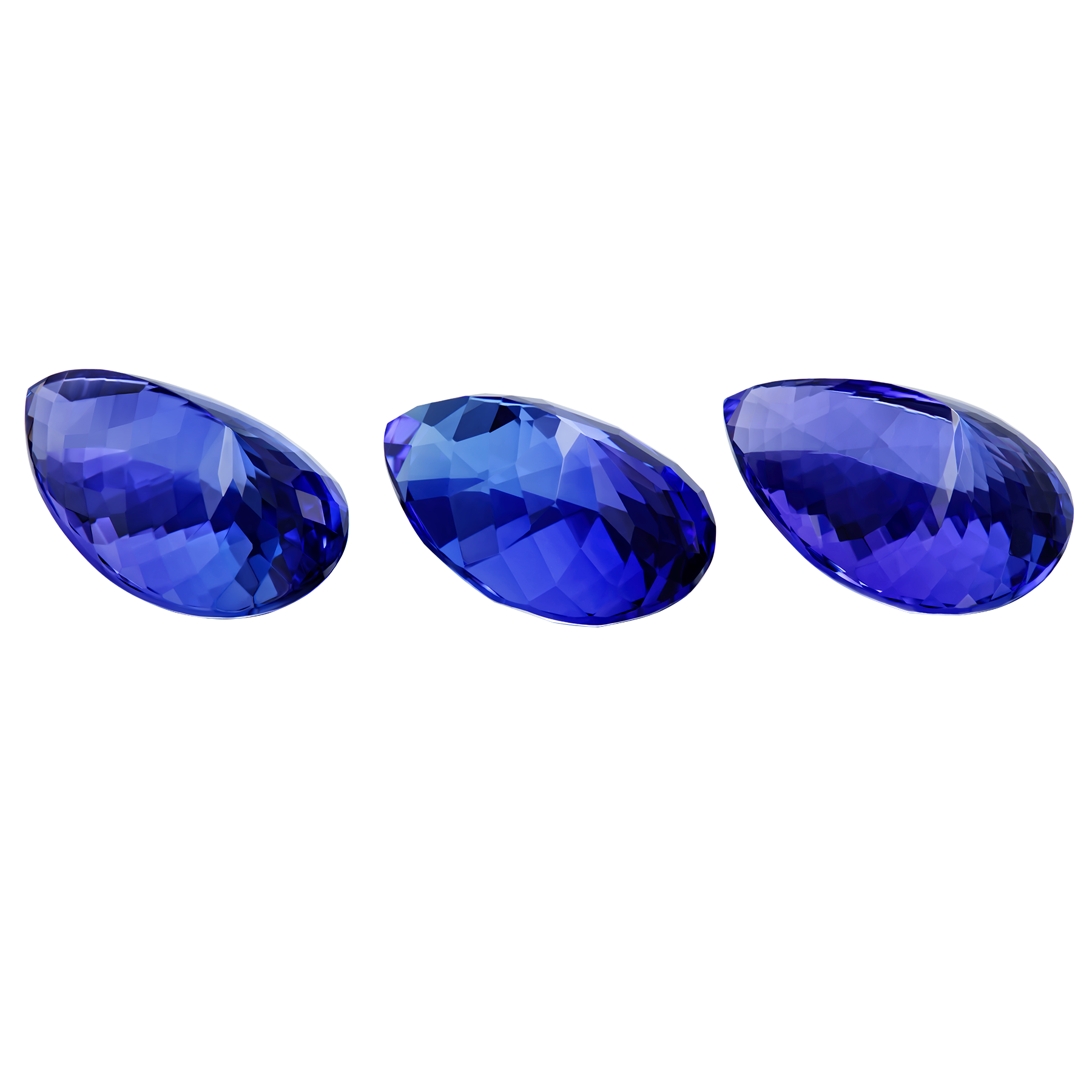Сет из трёх танзанитов, Груша, 20,52 ct/ 20,56 ct/ 19,98 ct