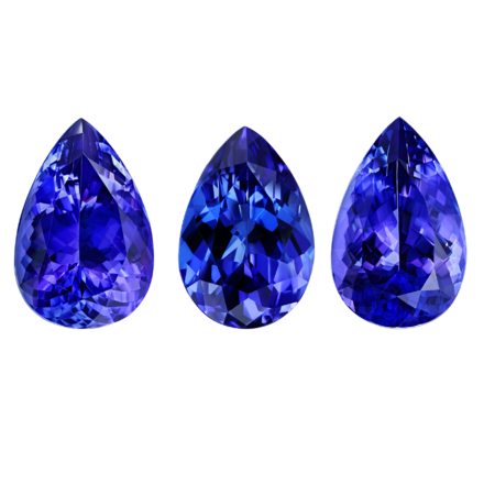 Сет из трёх танзанитов, Груша, 20,52 ct/ 20,56 ct/ 19,98 ct 1