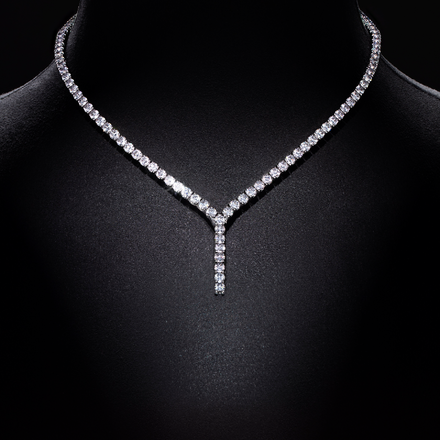 Колье с морганитом, аквамарином и бриллиантами, белое золото 5