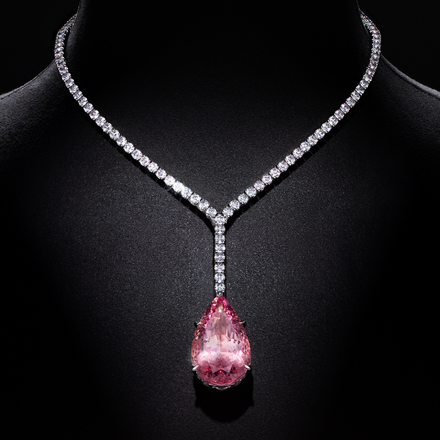 Колье с морганитом, аквамарином и бриллиантами, белое золото 4