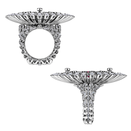 Кольцо с изумрудом, турмалином параиба, турмалином рубеллитом и бриллиантами, белое золото 5