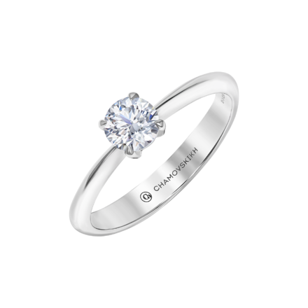 Помолвочное кольцо с бриллиантом, белое золото