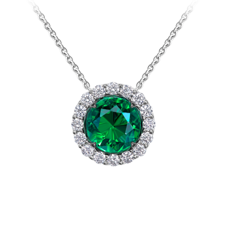 Колье с изумрудом и бриллиантами, белое золото