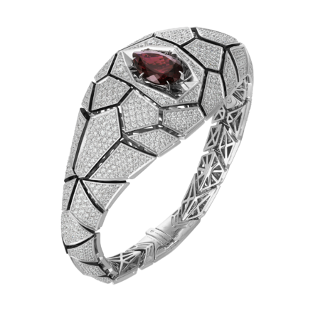 Браслет с рубеллитом и бриллиантами, белое золото