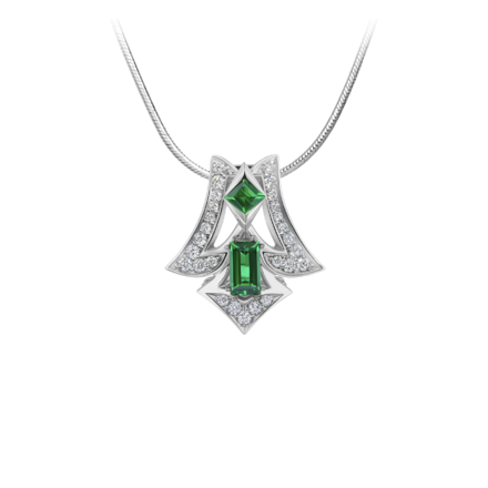 Подвес с изумрудами и бриллиантами, белое золото