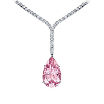 Колье с морганитом, аквамарином и бриллиантами, белое золото 2