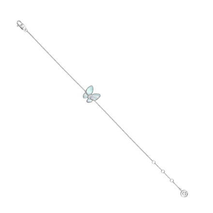 Браслет с бриллиантом и перламутром, белое золото, нанокерамика