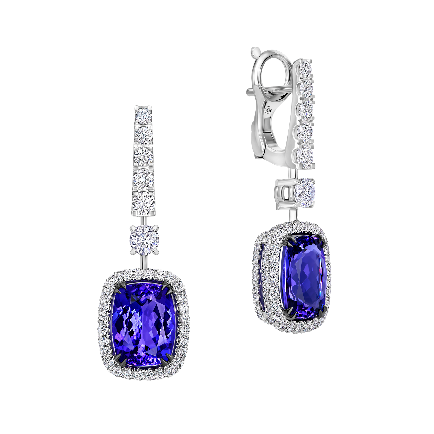 Серьги с танзанитами и бриллиантами, белое золото