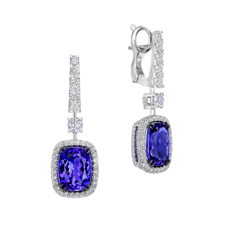 Серьги с танзанитами и бриллиантами, белое золото