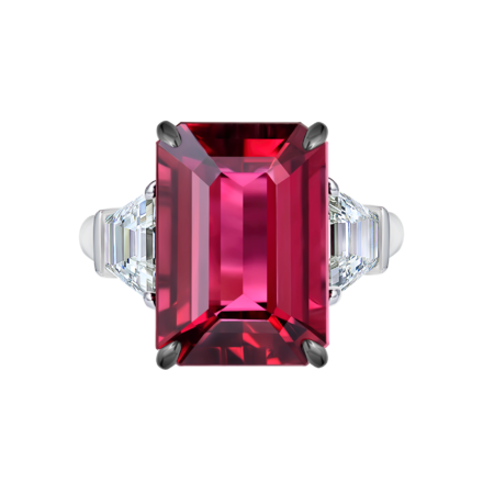 Кольцо с турмалином рубеллитом и бриллиантами, белое золото 2