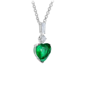 Колье с изумрудом и бриллиантами, белое золото