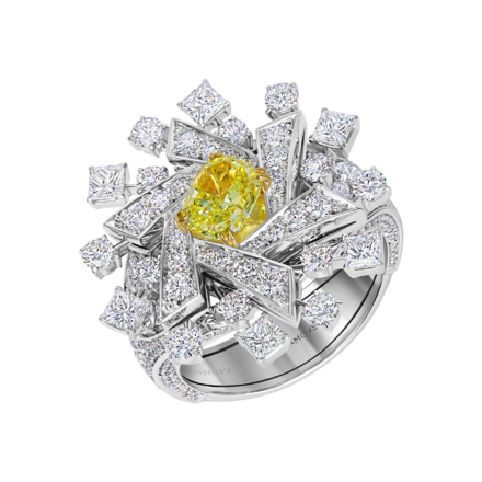 Кольцо с бриллиантами, белое золото