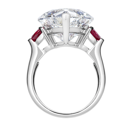 Кольцо с бриллиантом и рубинами, белое золото 3