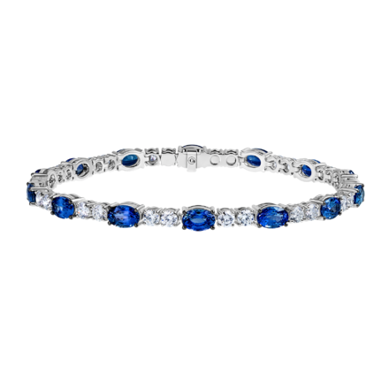 Браслет с сапфирами и бриллиантами, белое золото