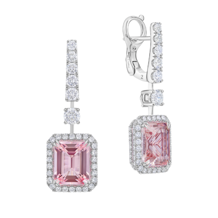 Серьги с морганитом и бриллиантами, белое золото