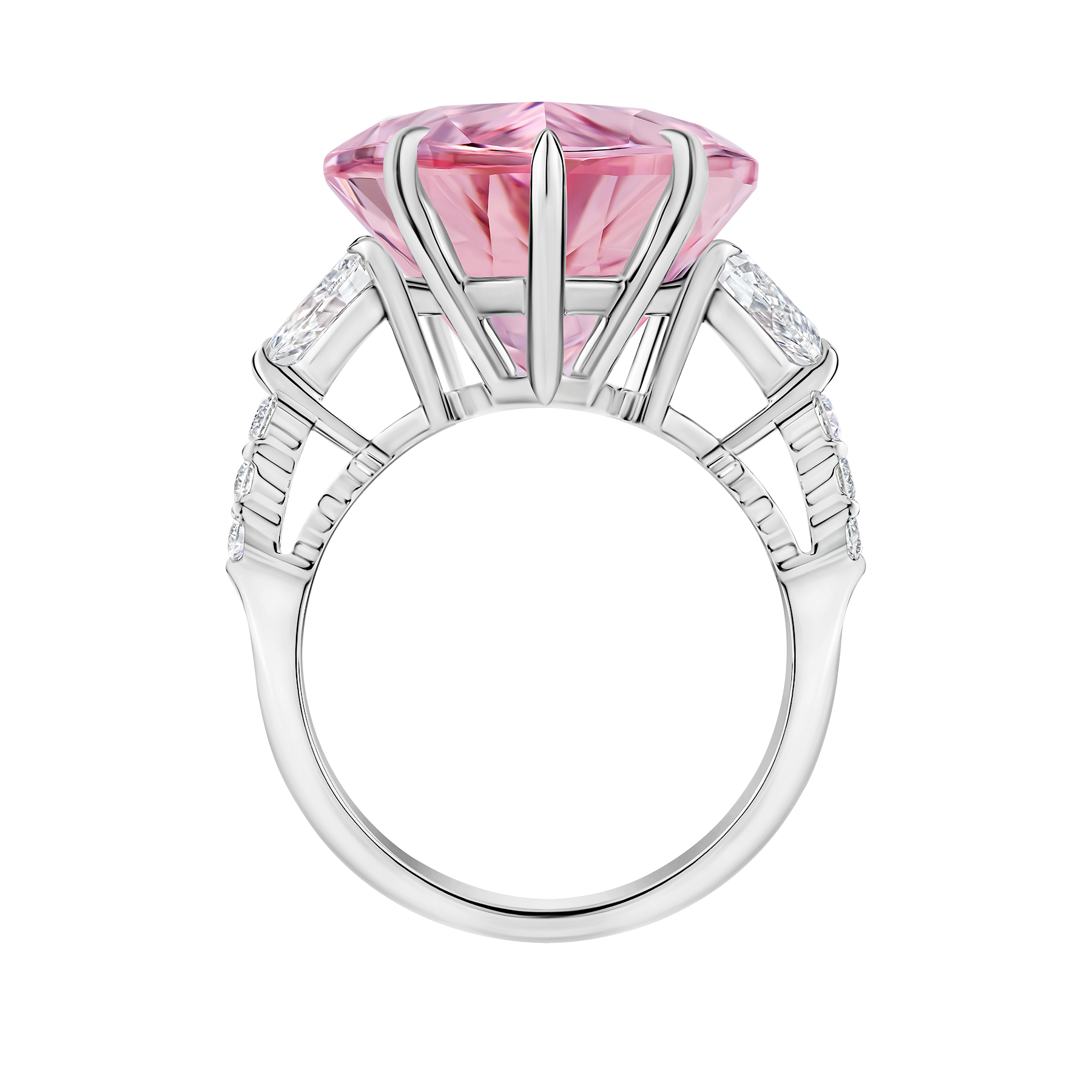 Кольцо с морганитом и бриллиантами, белое золото