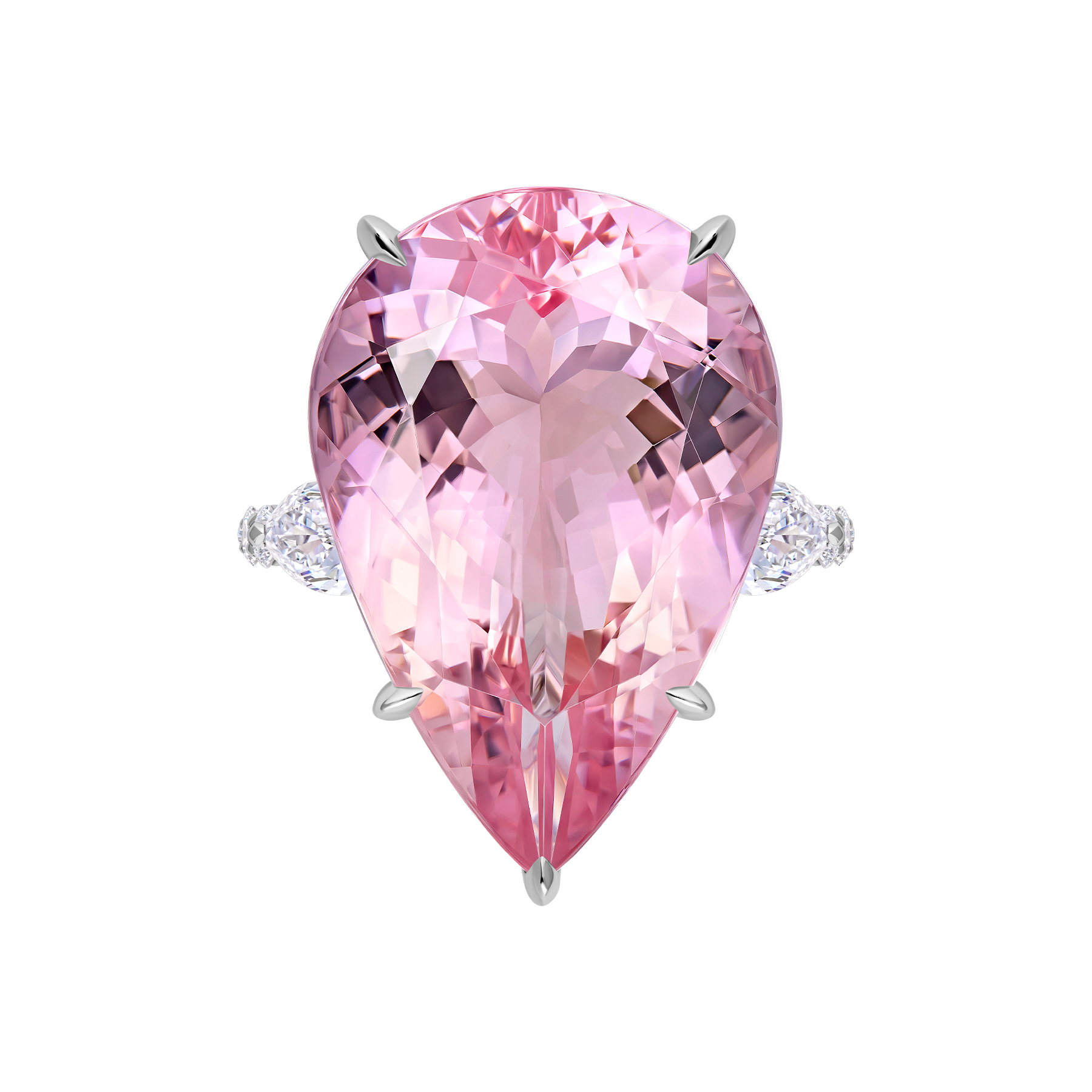 Кольцо с морганитом и бриллиантами, белое золото