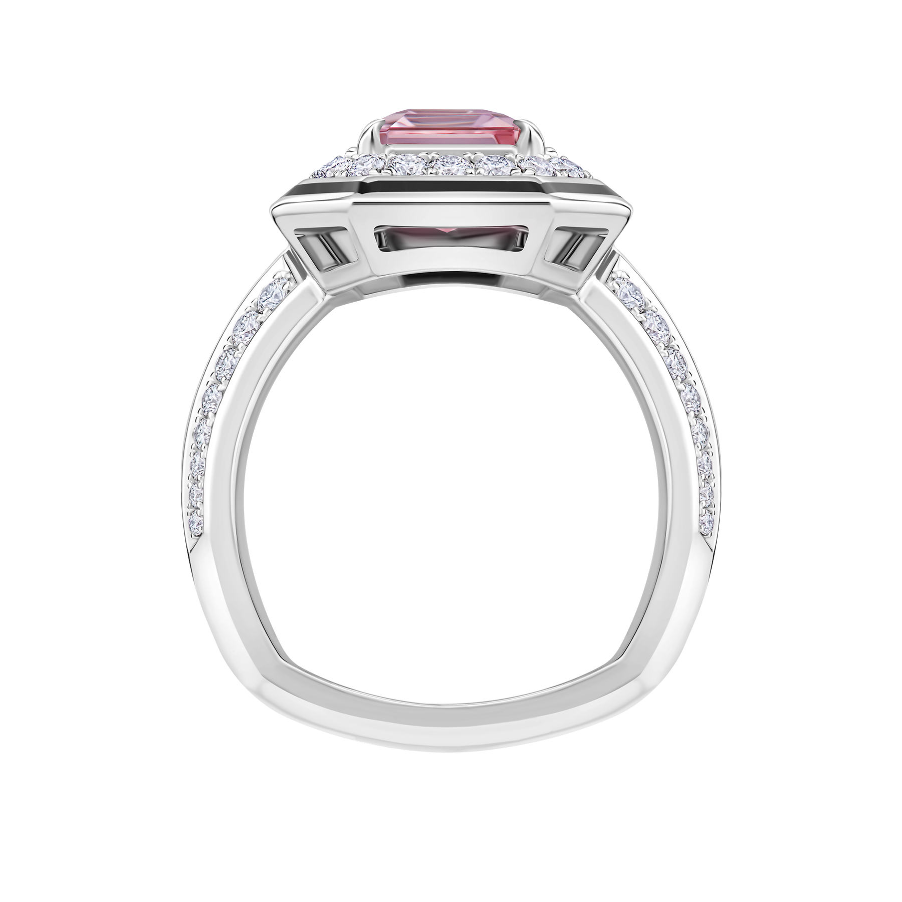 Кольцо с морганитом и бриллиантами, белое золото