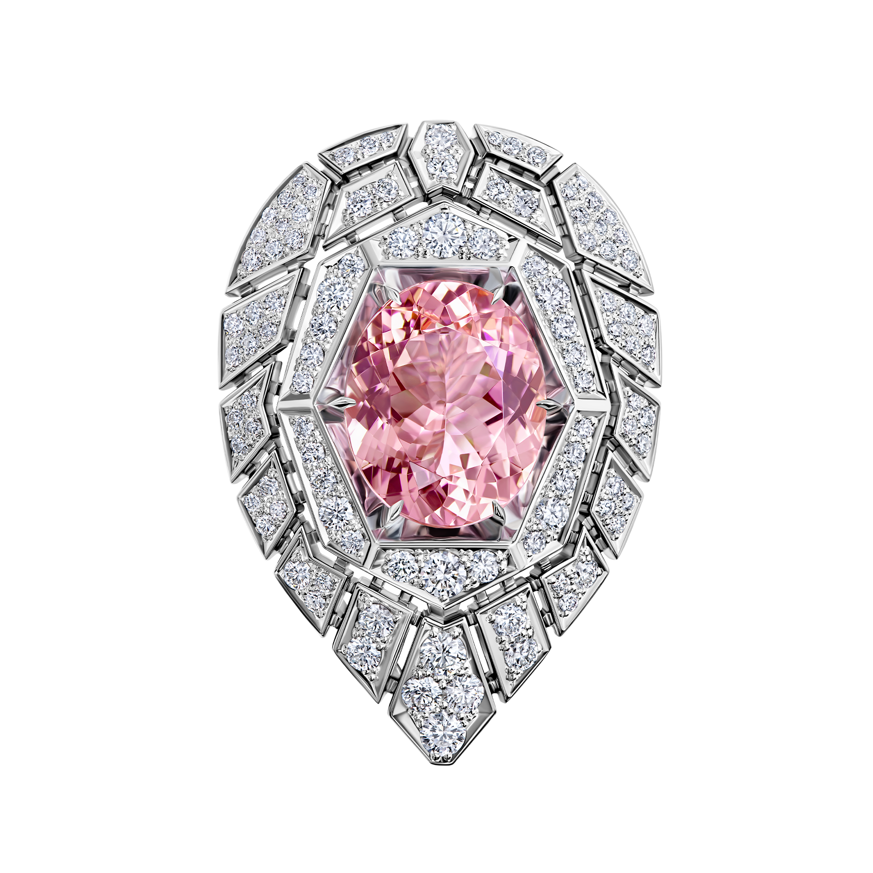 Кольцо с морганитом и бриллиантами, белое золото