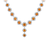 Колье со спессартинами и бриллиантами, белое золото