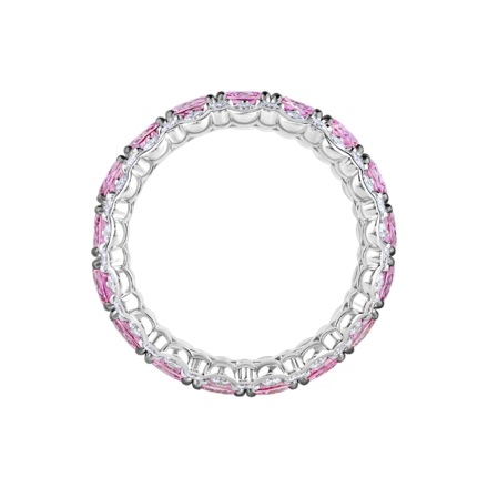 Кольцо с розовыми сапфирами и бриллиантами, белое золото 3