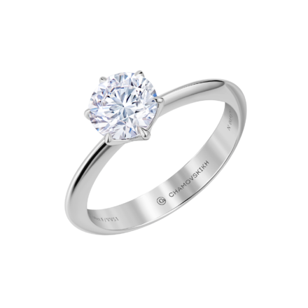 Помолвочное кольцо с бриллиантом, белое золото