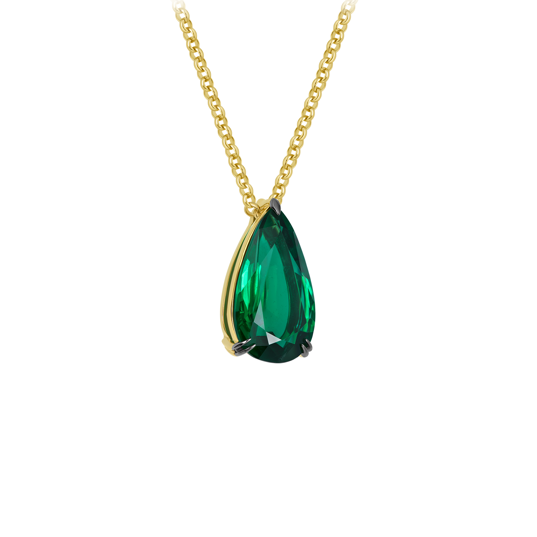 Колье с изумрудом, желтое золото