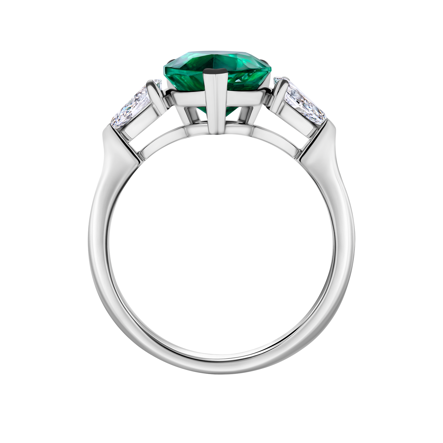 Кольцо с изумрудом и бриллиантами, белое золото