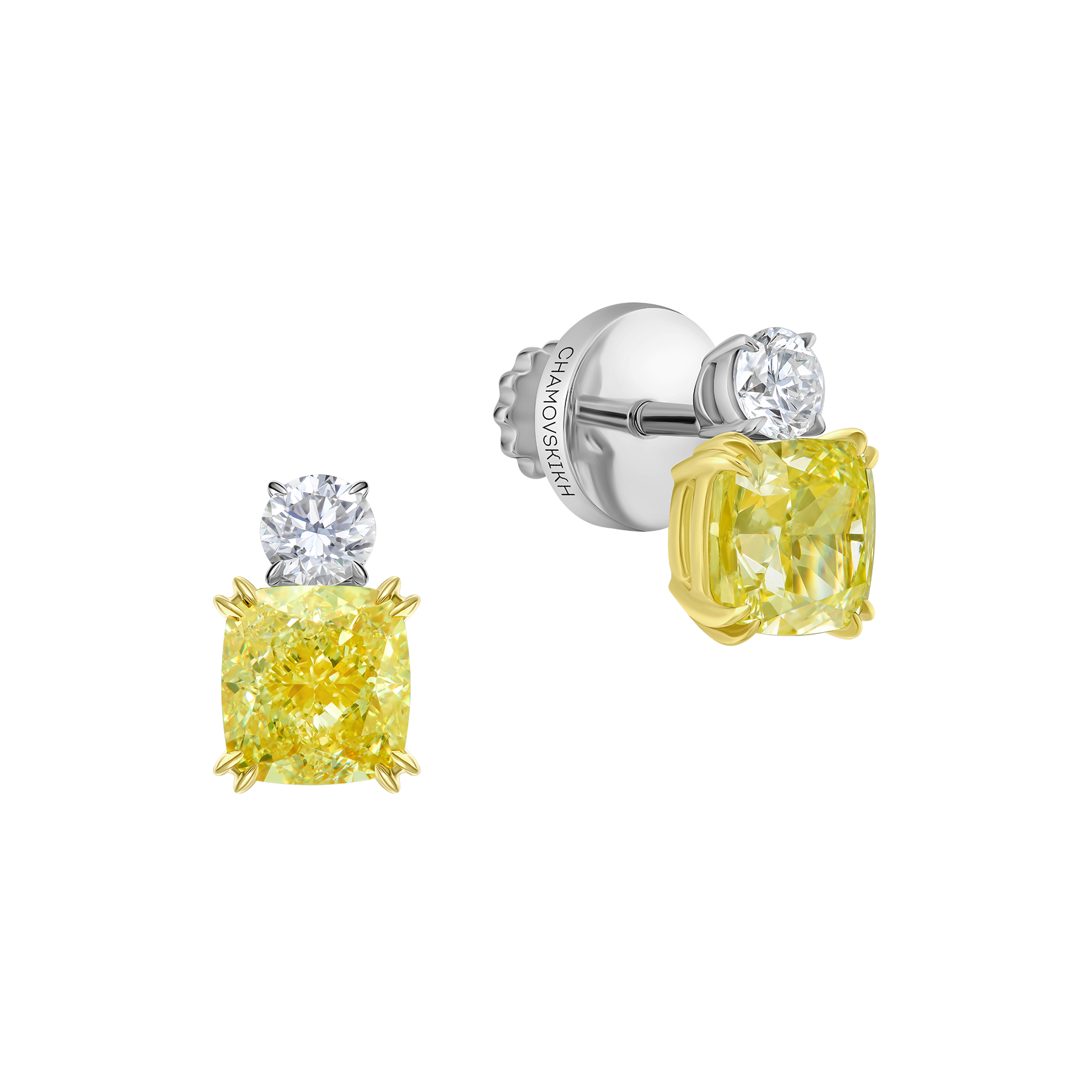 Пусеты с бриллиантами, белое золото, н.керамика