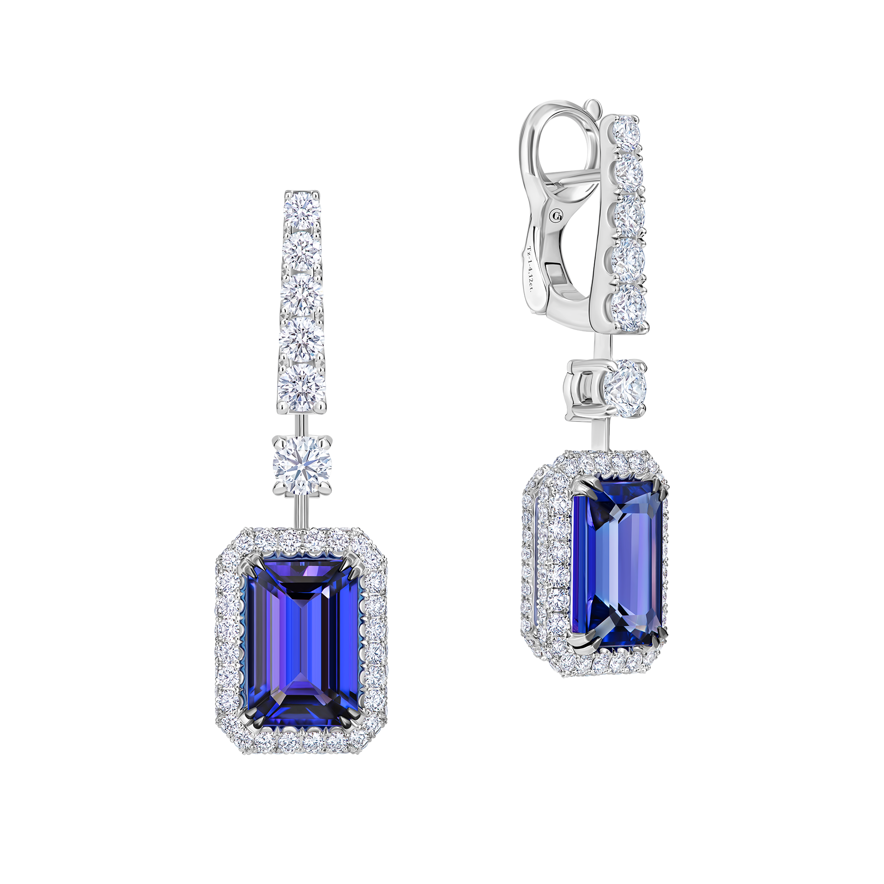 Серьги с танзанитами и бриллиантами, белое золото