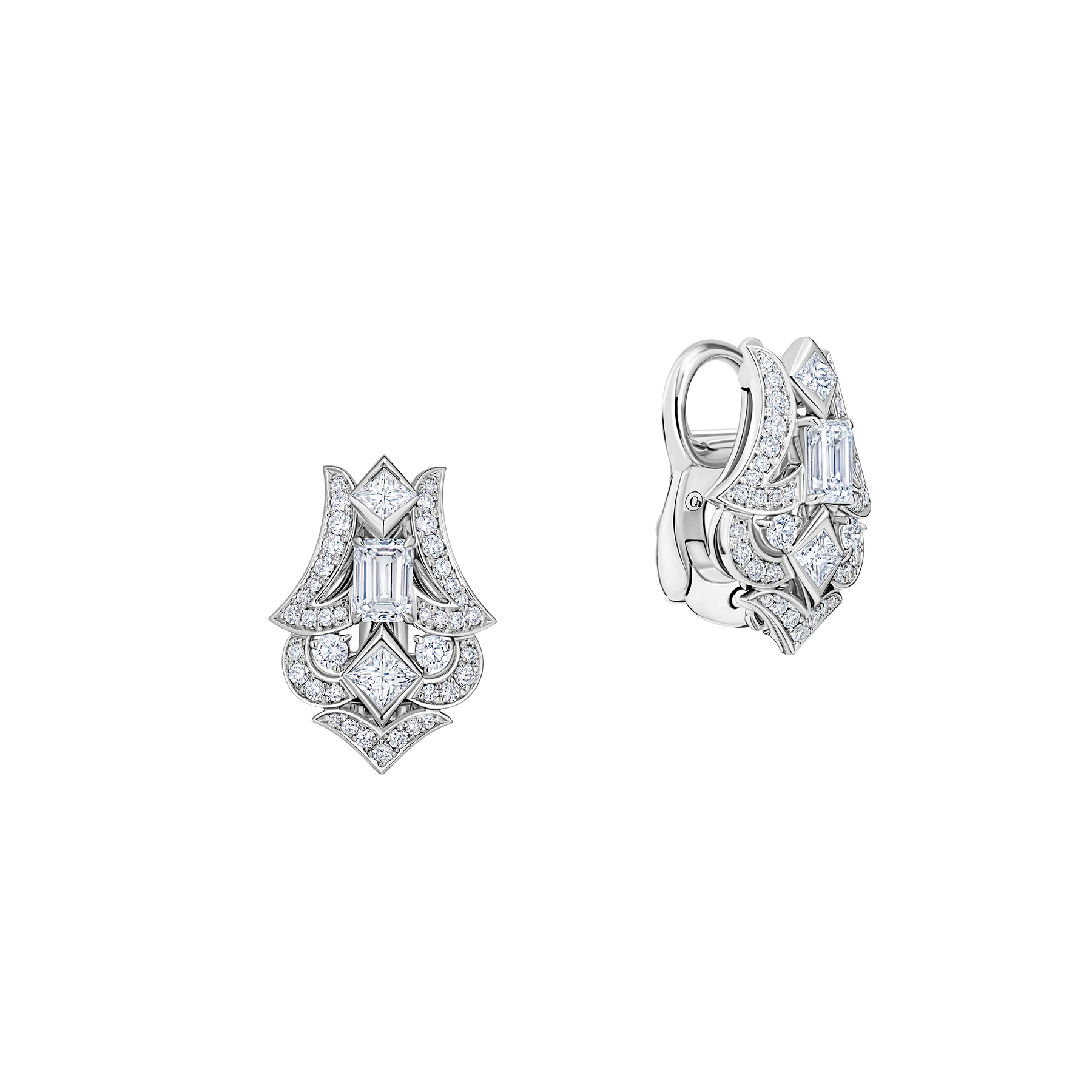 Серьги с верделитами и бриллиантами, белое золото