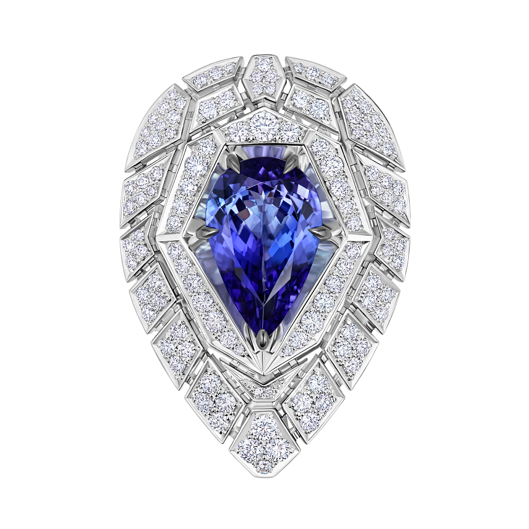 Кольцо с танзанитом и бриллиантами, белое золото