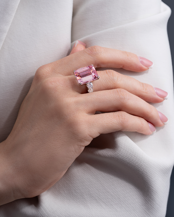 Кольцо с морганитом и бриллиантами, белое золото 4