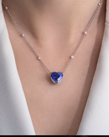 Колье с танзанитом и бриллиантами, белое золото 3