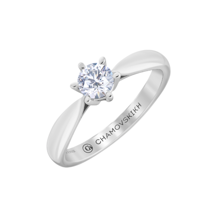 Кольцо с бриллиантом, белое золото