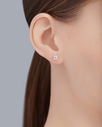 Пусеты с бриллиантами, белое золото 2