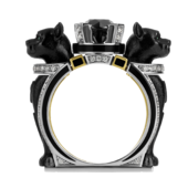 Кольцо с бриллиантами и изумрудами, жёлтое и белое золото, н.керамика