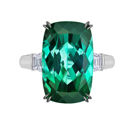 Кольцо с турмалином верделитом и бриллиантами, белое золото 2