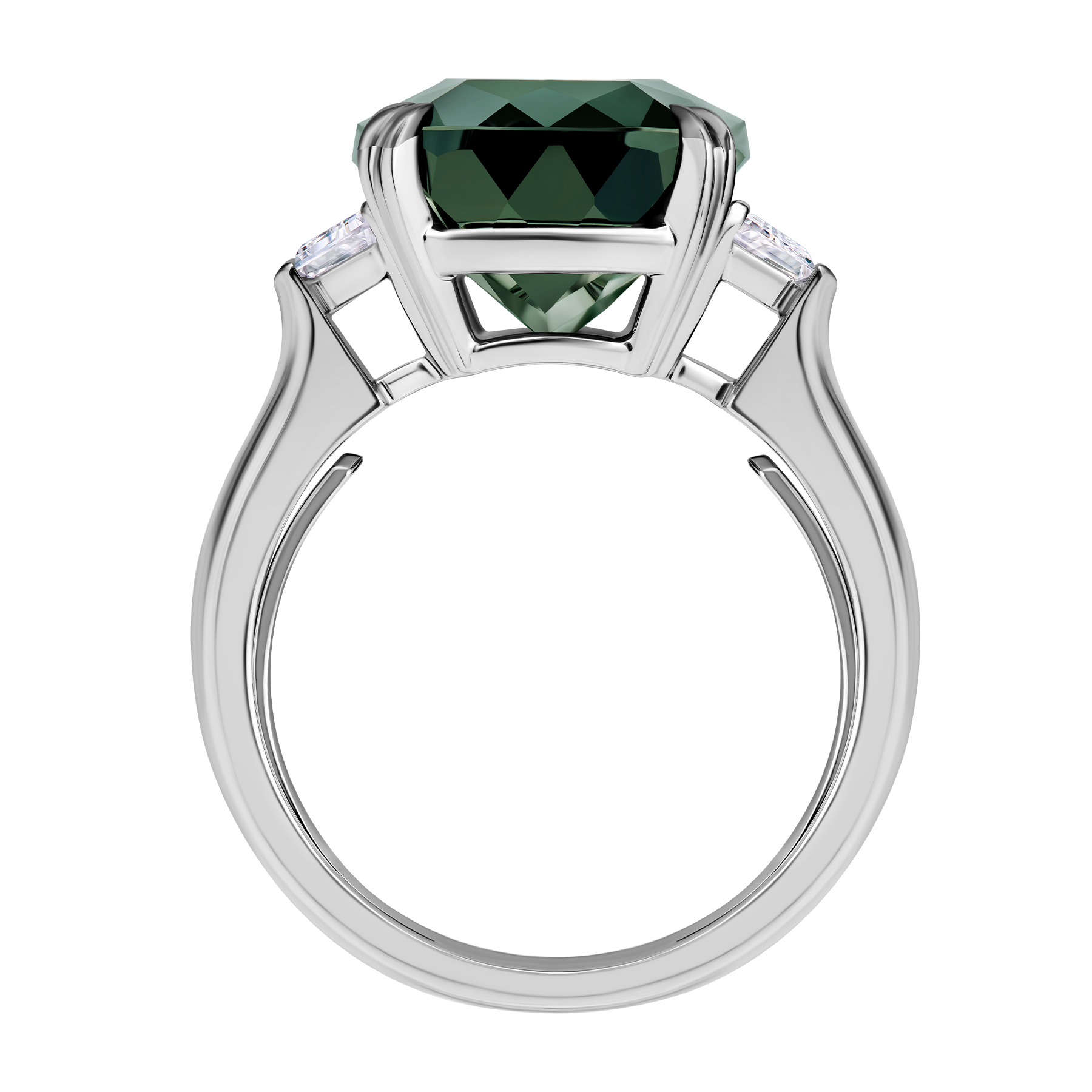 Кольцо с турмалином верделитом и бриллиантами, белое золото