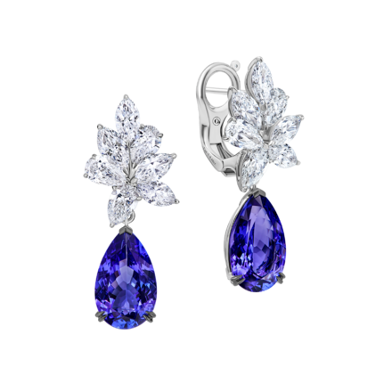 Серьги с танзанитами и бриллиантами, белое золото