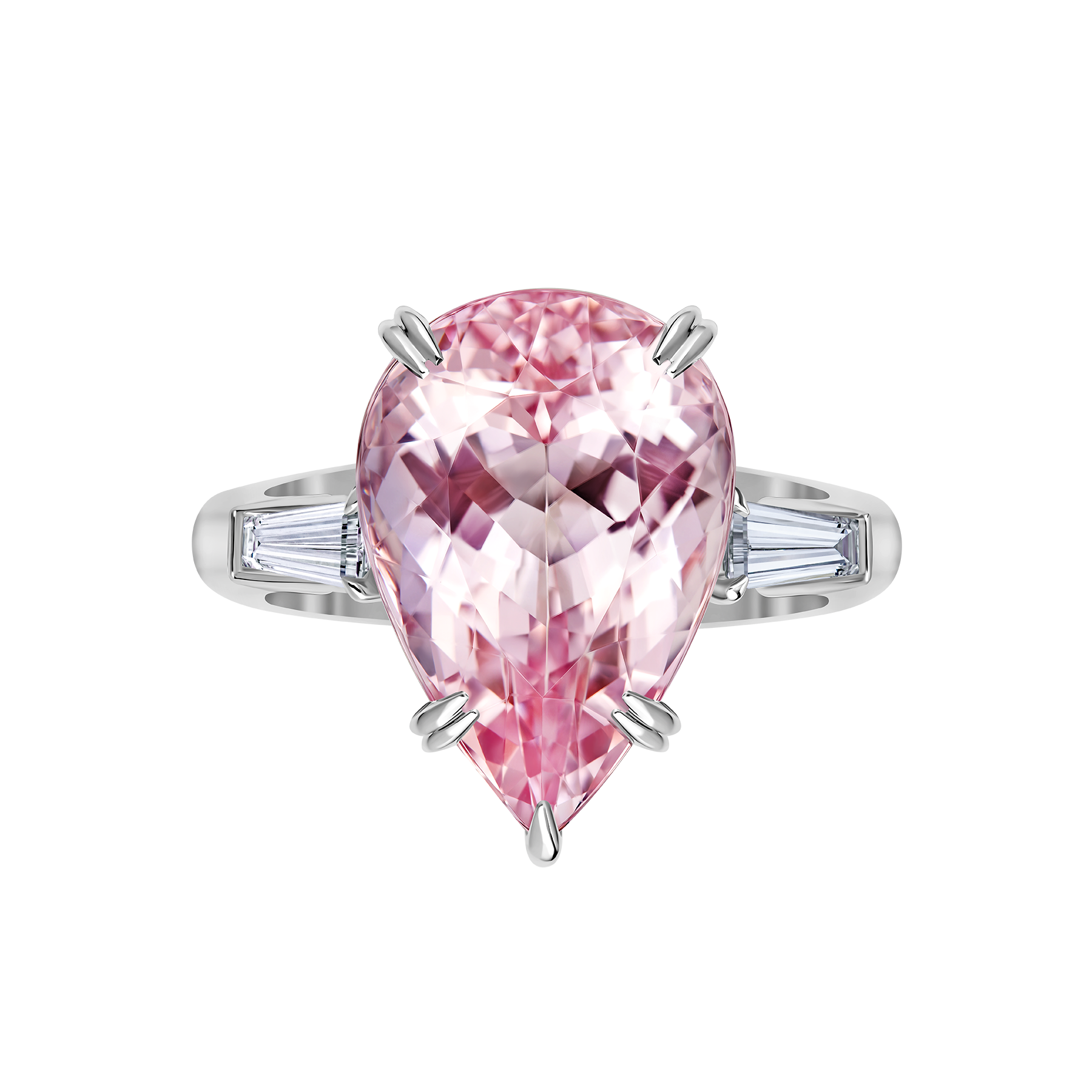 Кольцо с морганитом и бриллиантами, белое золото