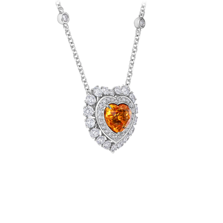 Колье со спессартином и бриллиантами, белое золото 2