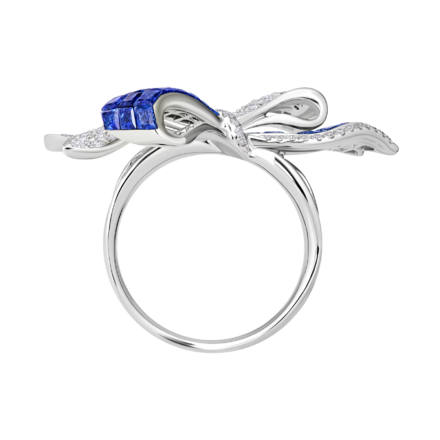 Кольцо с сапфирами и бриллиантами, белое золото 2